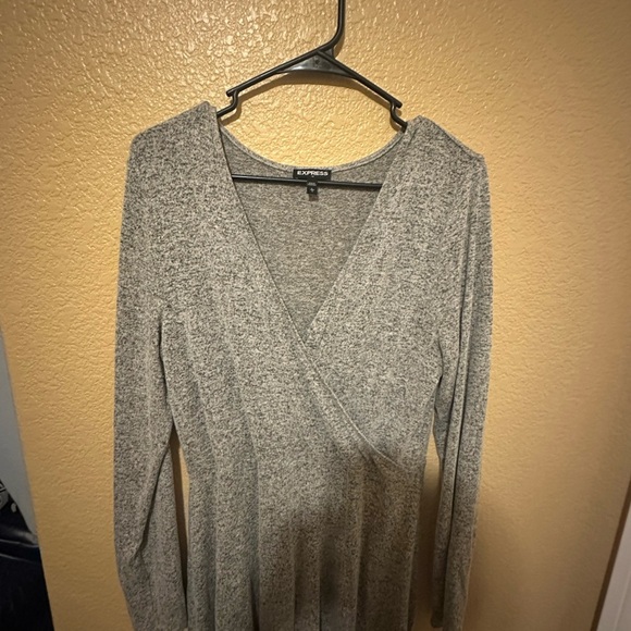Express Gray Wrap Dress - Picture 2 of 3